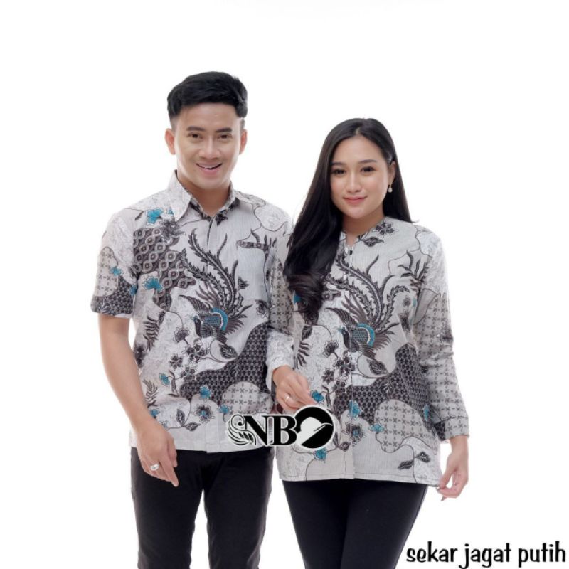 Batik Couple Atasan Batik Wanita Lengan Panjang Kancing Depan Motif SEKAR JAGAD