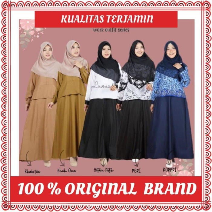 PREMIUM SERAGAM DINAS SHAMIRA / GAMIS KORPRI PNS KHAKI PGRI HITAM PUTIH - KHAKI TUA, M