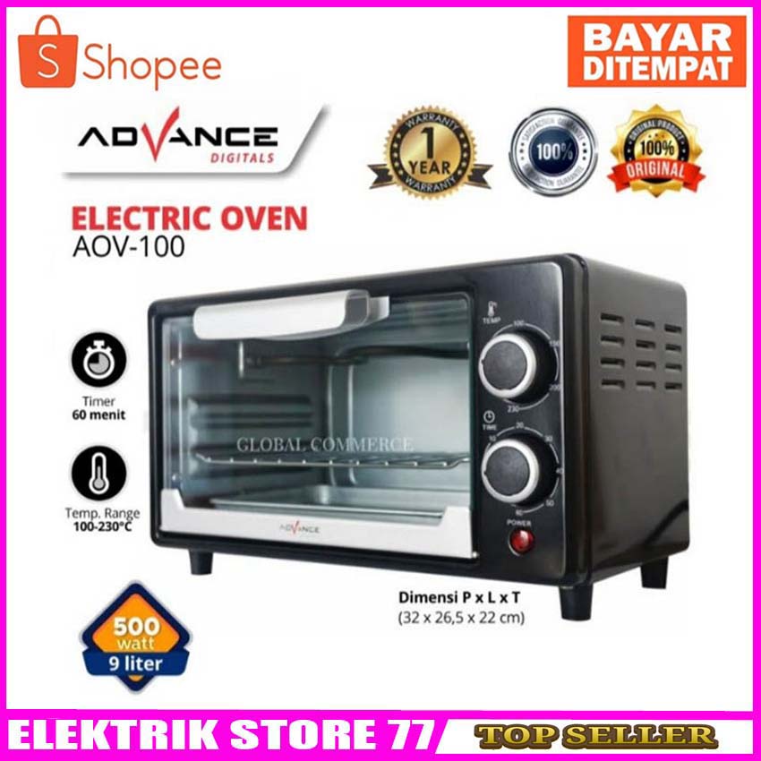 Oven Listrik Advance AOV100 Electric Oven 9 Liter 500 Watt