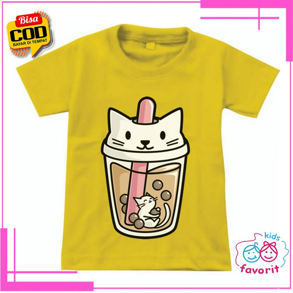 KAOS ANAK PEREMPUAN MOTIF BOBA  ATASAN ANAK CEWEK GAMBAR BUBBLE BOBA TERBARU