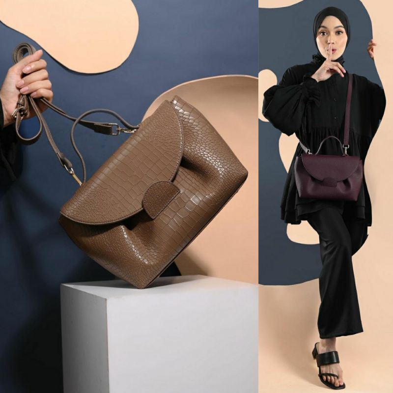Boa Bag by Local.id (Croco Coffee, Burgundy)