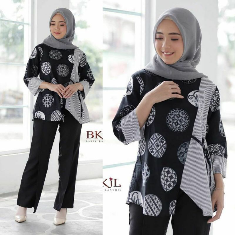 tey-17 Batik wanita ASJ SA HRB026 Kenongo Kemeja Tosca Pendek-PROMO KOIN
