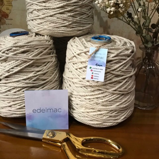 Tali Katun Macrame Natural edelmac 3mm | 4mm twist