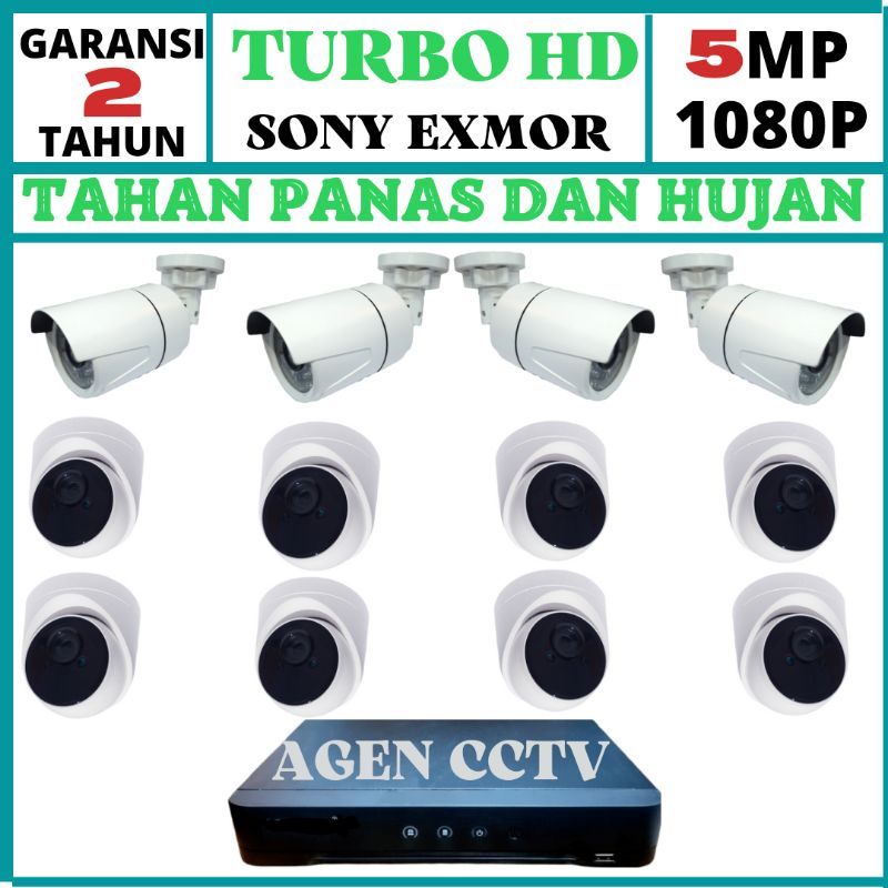 PAKET CCTV 16 CHANNEL 12 KAMERA LENSA 5MP 1080P IC SONY TURBO HD