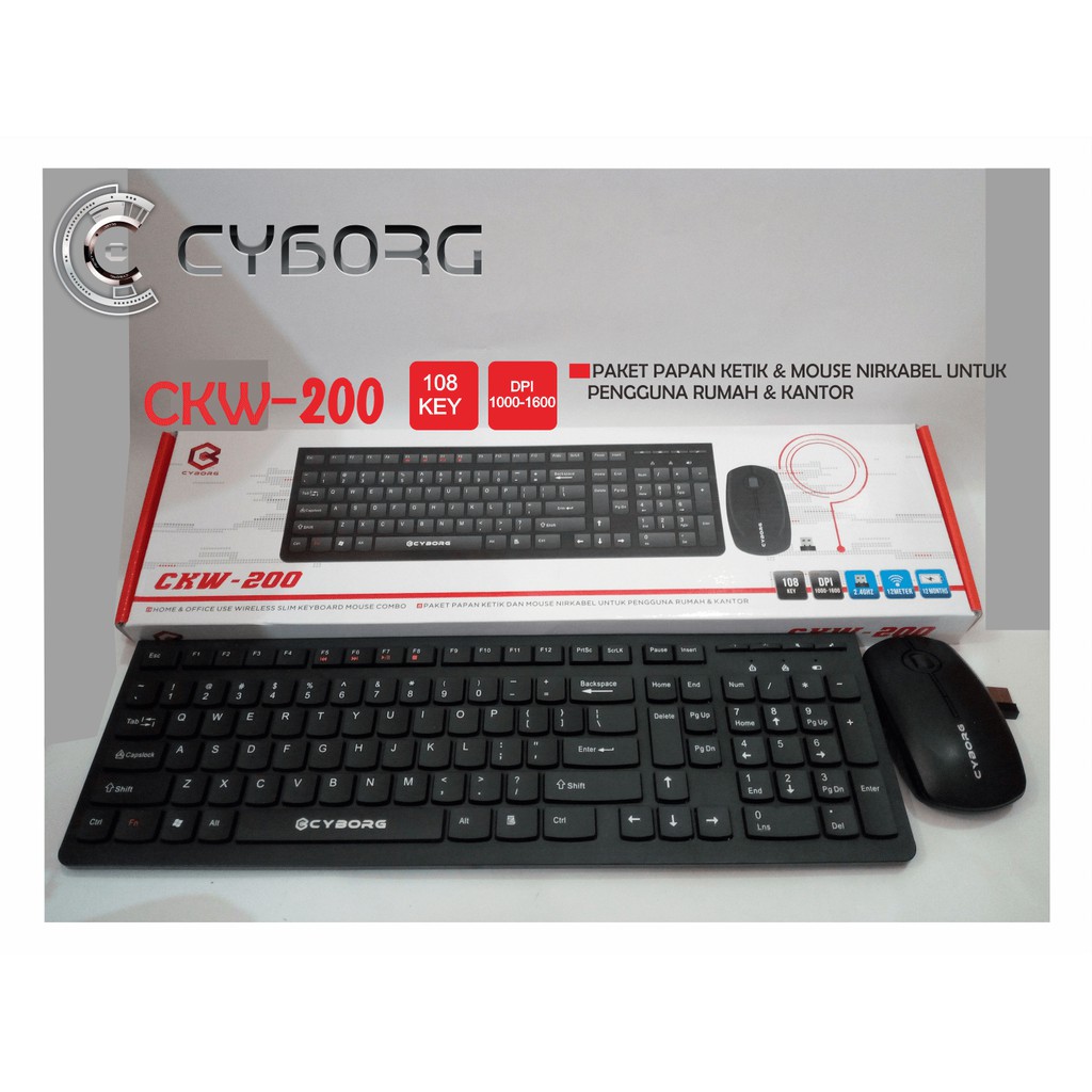 KEYBOARD + MOUSE WIRELESS CYBORG CKW 200