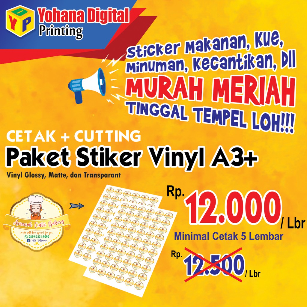 

VINYL CUTTING - LABEL / STICKER MAKANAN MINUMAN KEMASAN A3+ YOHANA PRINTING