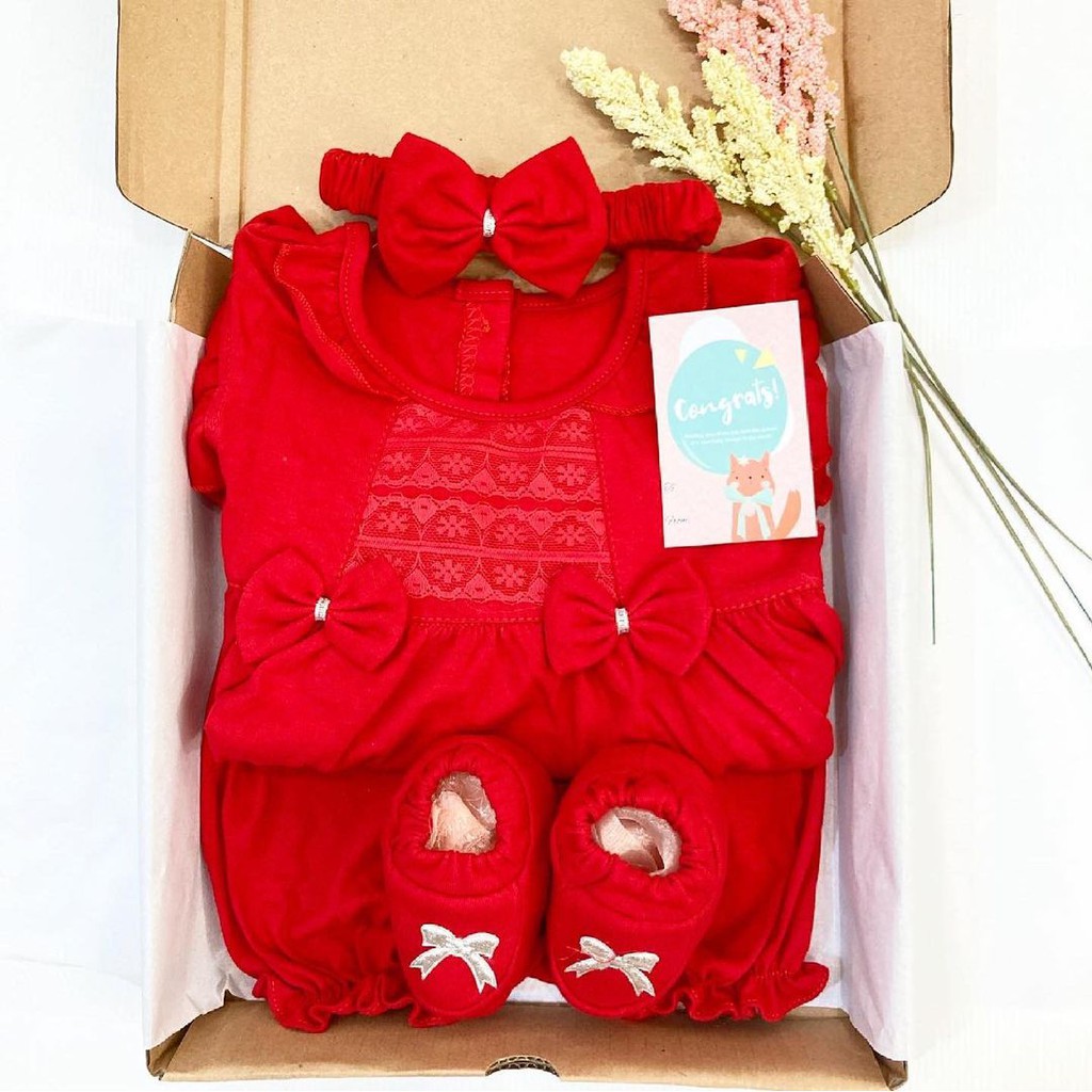 HAMPERS LAHIRAN bayi perempuan RED FLAMINGO Giftset Lahiran Kado Bayi Cewek Terlaris baju 1 bulan