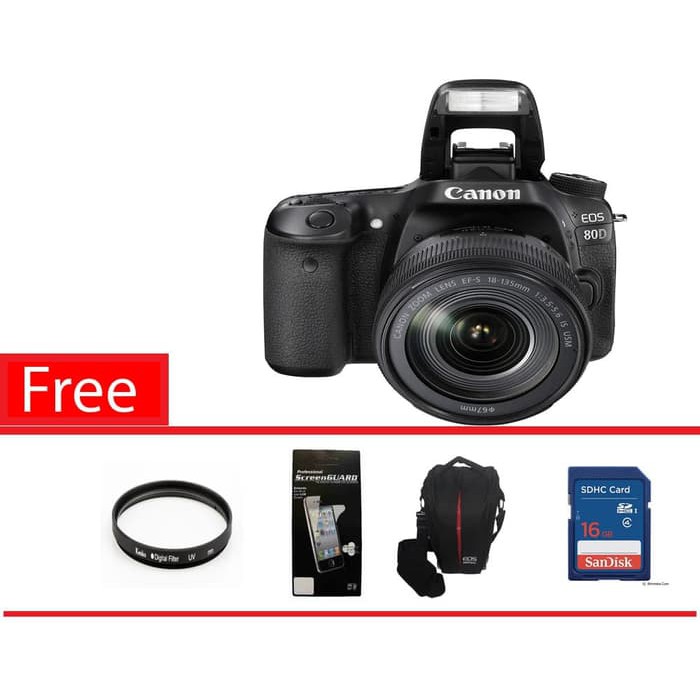 Canon EOS 80D + 18-135 Free 4 asesoris lengkap