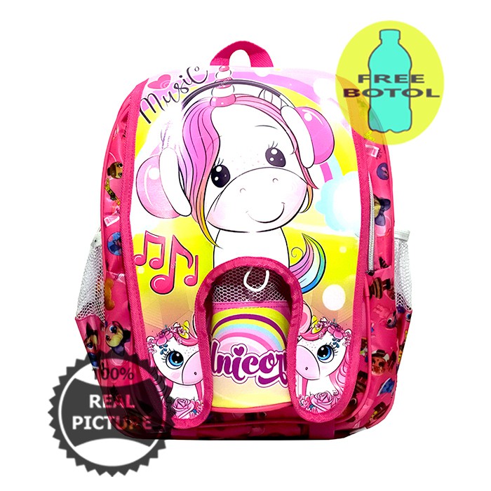 Tas Ransel anak Perempuan Sekolah TK / SD karakter L.O.L - UNICORN - BT21 FREE BOTOL !!!