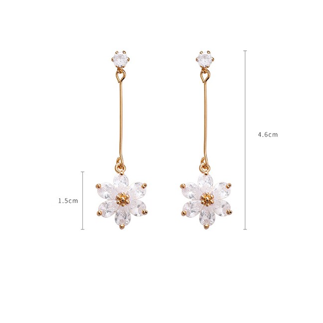 LRC Anting Tusuk Fashion Gold 925 Silver Needle Flower Earrings F93315