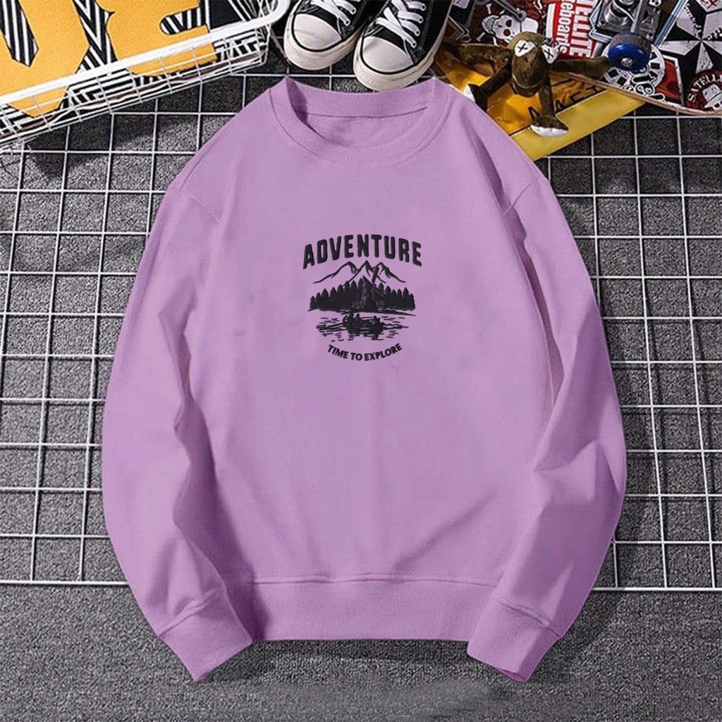 ADVENTURE BORDIR SIZE M - XXL SWEATER CREWNECK UNISEX - ATASAN KEKINIAN PREMIUM