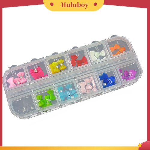 Huluboy Huluboy♡ 60pcs Stiker Kuku Trendy Bentuk Pita Dengan Glitter + Berlian Imitasi