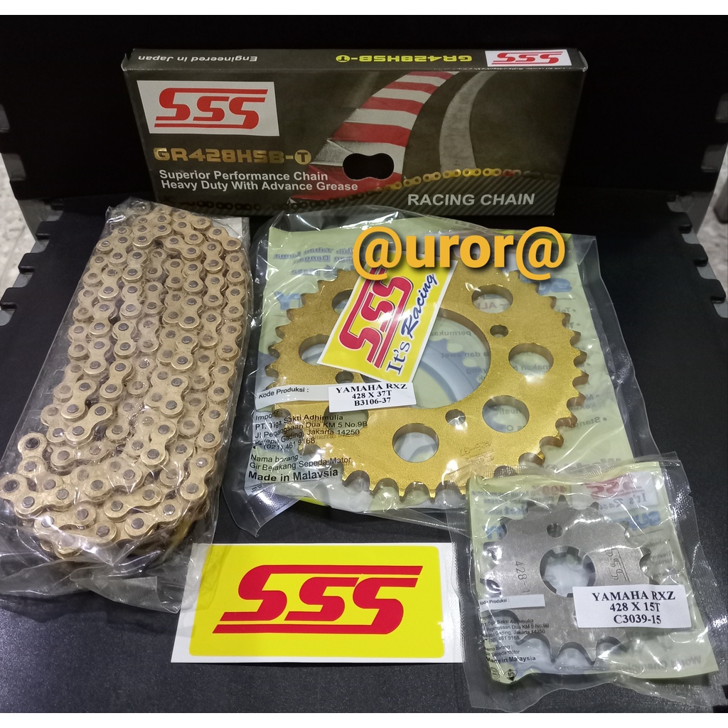 GEAR SET SSS GOLD JUPITER MX 135 OLD / NEW JUPITER MX 135 & RANTAI SSS 428 HSBT GOLD