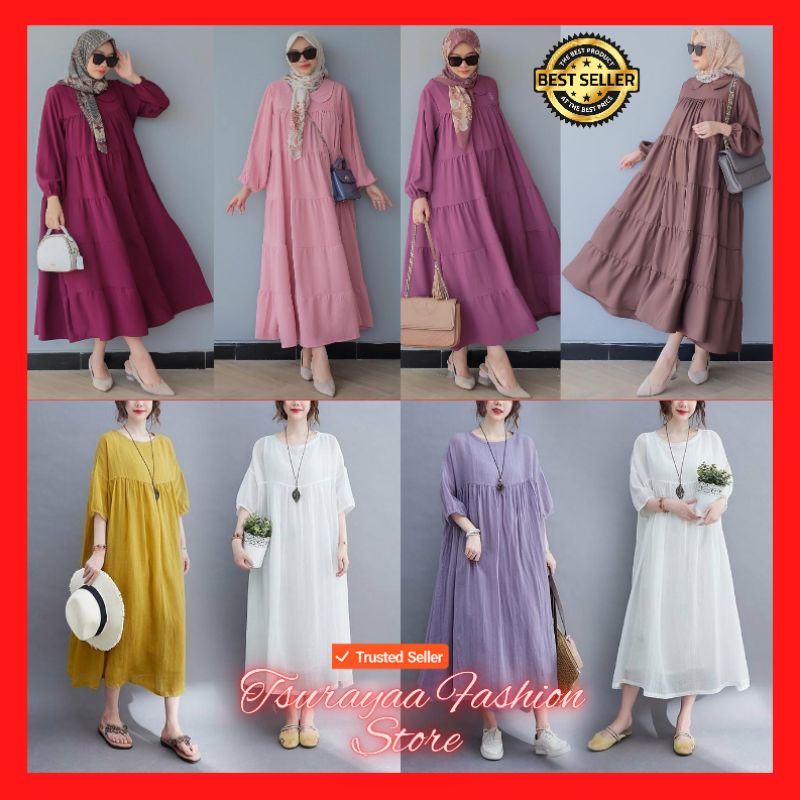 Gamis Cringkle Super Premium Resleting Belakang