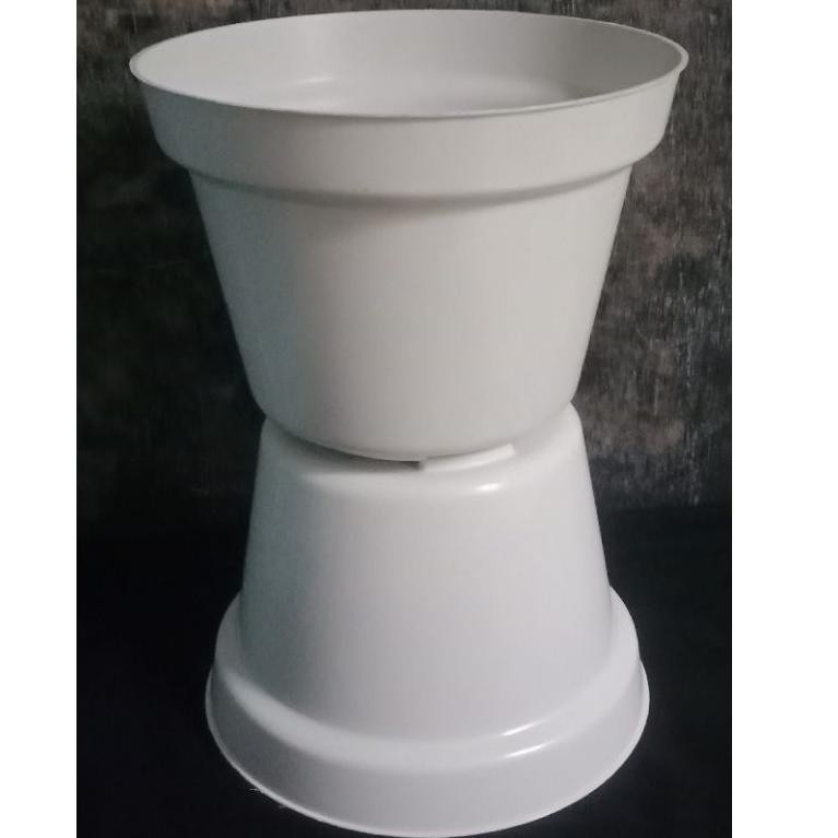 [COD] pot putih plastik ukuran 25,pot bunga/tanaman cantik dan murah