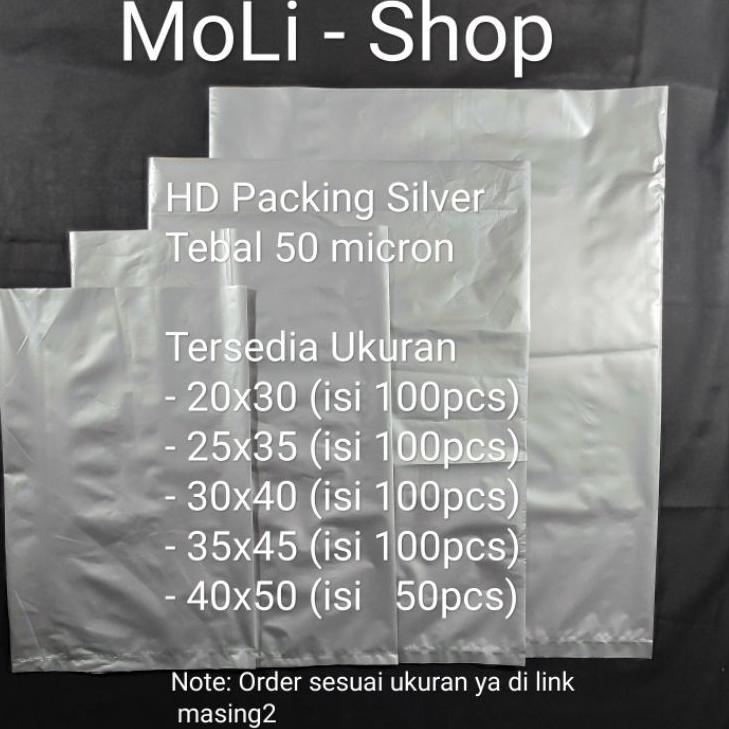 

☄ Plastik Packing Silver uk 40x50, kantong packing Silver, Plastik bungkus Paket ➺