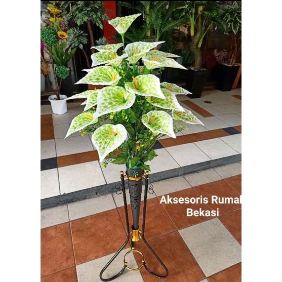 (Bunga saja) Bunga artificial anthurium, Amarilis, Aron panda, Bunga Lilly bunga sudut-Aron putih