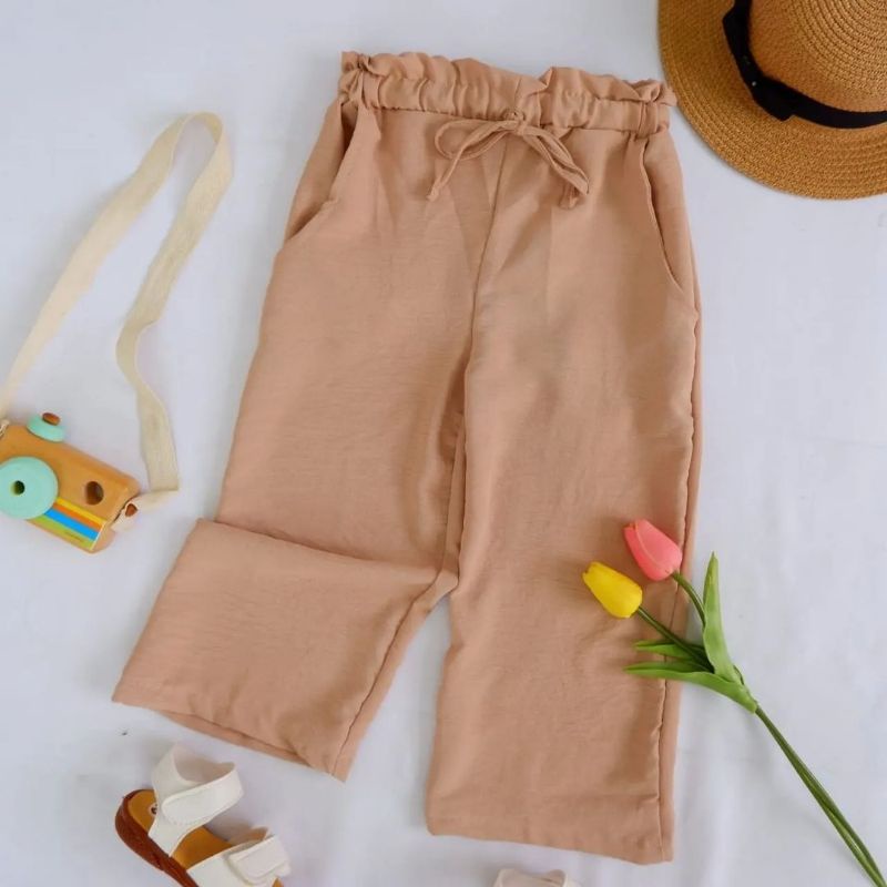 Celana Kulot Anak Ribon Pants / Celana Panjang Kulot Polos Ada Tali Pita Pants Kids / Celana Panjang Anak Tali 1-5 Tahun