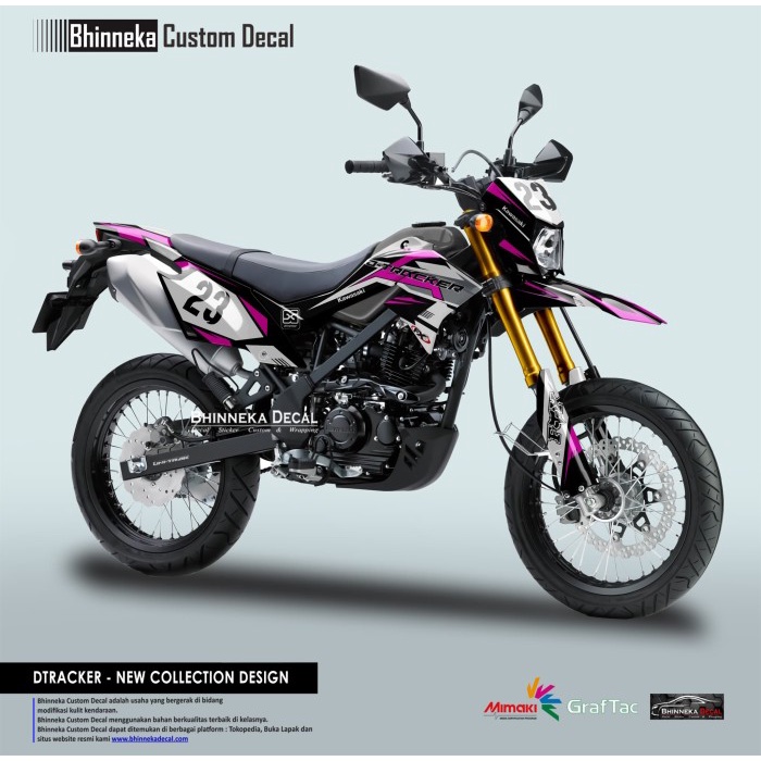 DECAL STICKER KAWASAKI DTRACKER GRAFIS 23 PINK-014