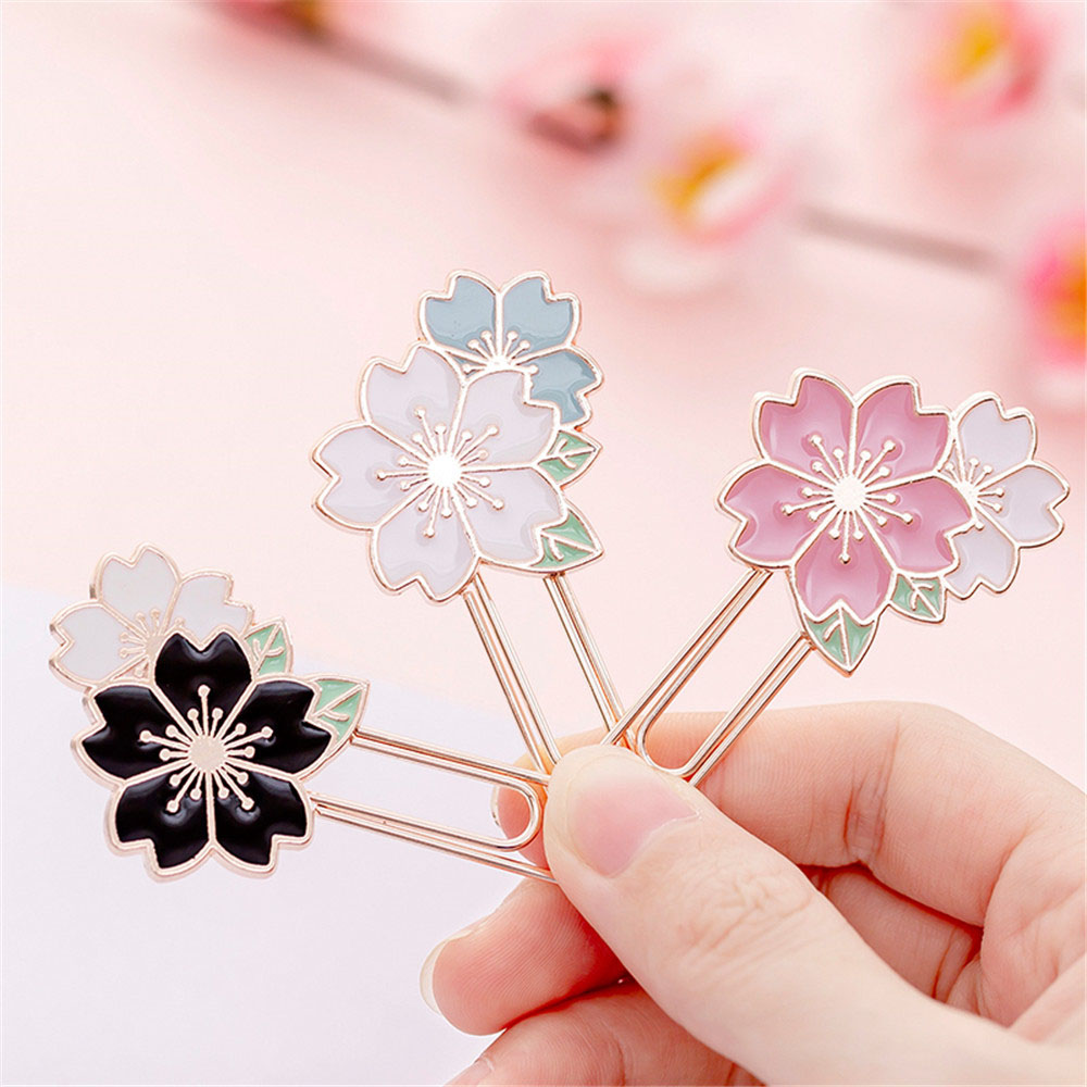 LANFY Durable Bookmark Simple Student Supplies Stationery Gift Paper Clip Colorful Decor Metal Sakura School Office Supplies