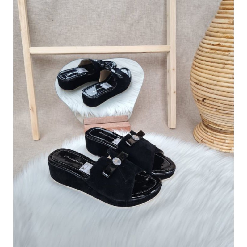 ABBUSHOES Nn  15 Sandal Santai Model Wedges Untuk Wanita