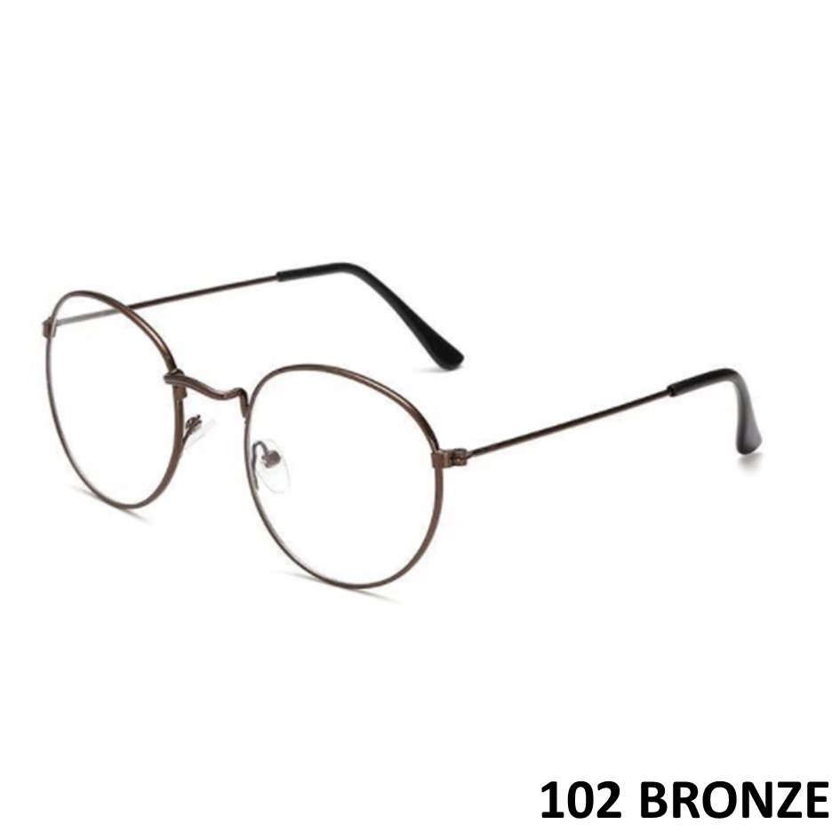 •OKEY BELI•KC103 Kacamata Wanita Lensa Rangka Transparan Retro Vintage Metal Frame Eyeglasses cod-BRONZE