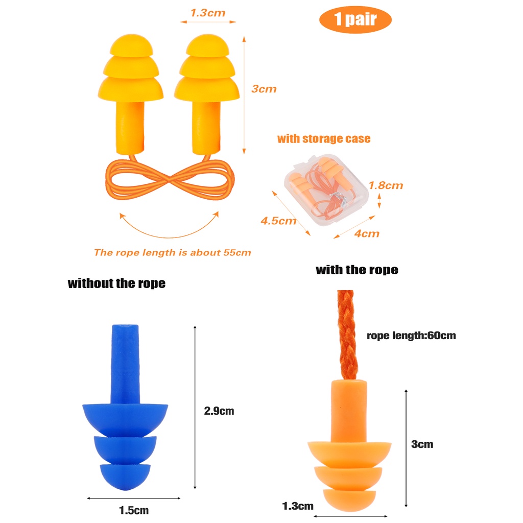 [Harga Grosir]1 Pasang Earplugs Bahan Silikon Lembut Reusable Anti Air / Bising Dengan Case Untuk Renang / Diving/Hot Sale