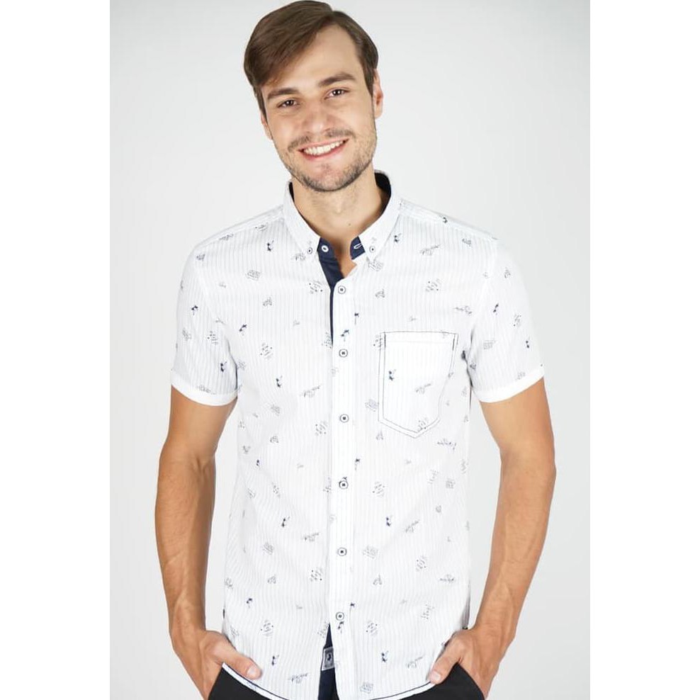 LOIS JEANS ORIGINAL - Kemeja Pria Lengan Pendek KL901 - Putih, S