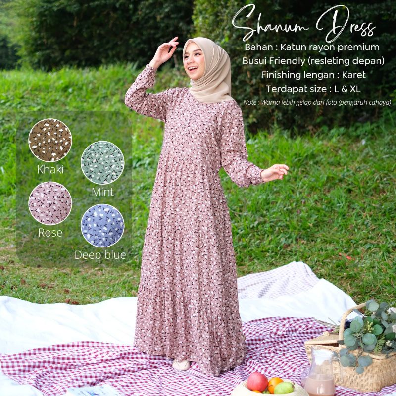 Gamis Dewasa Jumbo/Homey Dress Shanum Couple -Gamis Anak Usia 4 sd 12 tahun-Bahan Katun Rayon Premium Motif Flower