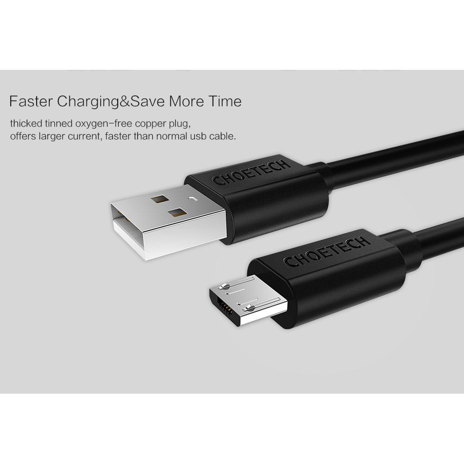 Kabel Charger Choetech SMT0009 Micro USB / Type C Fast Charging 2.4A 1M