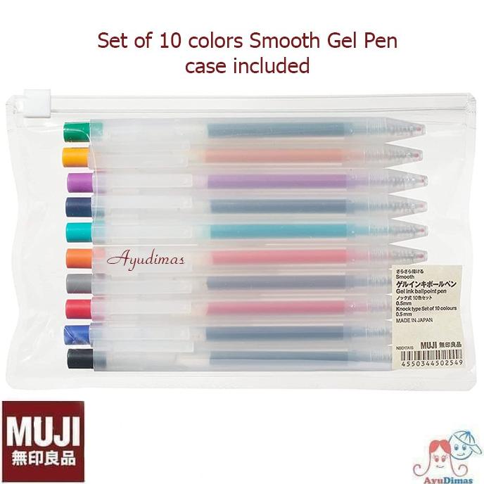 

MUJI Set of 10 Smooth Gel Ink BallPoint color Pen Knock Type - pulpen ---Terbaru---