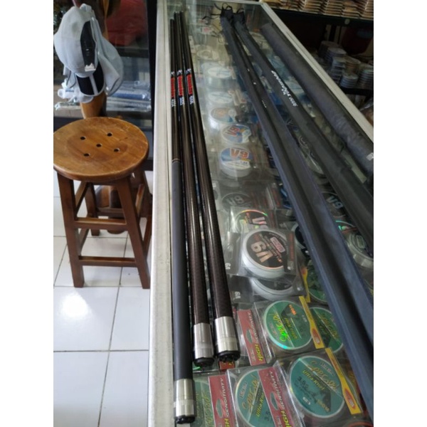 Joran Tegek Scorpion Boombox panjang 4, 5, 6, 7 meter full carbon ruas panjang kaku dan ringan