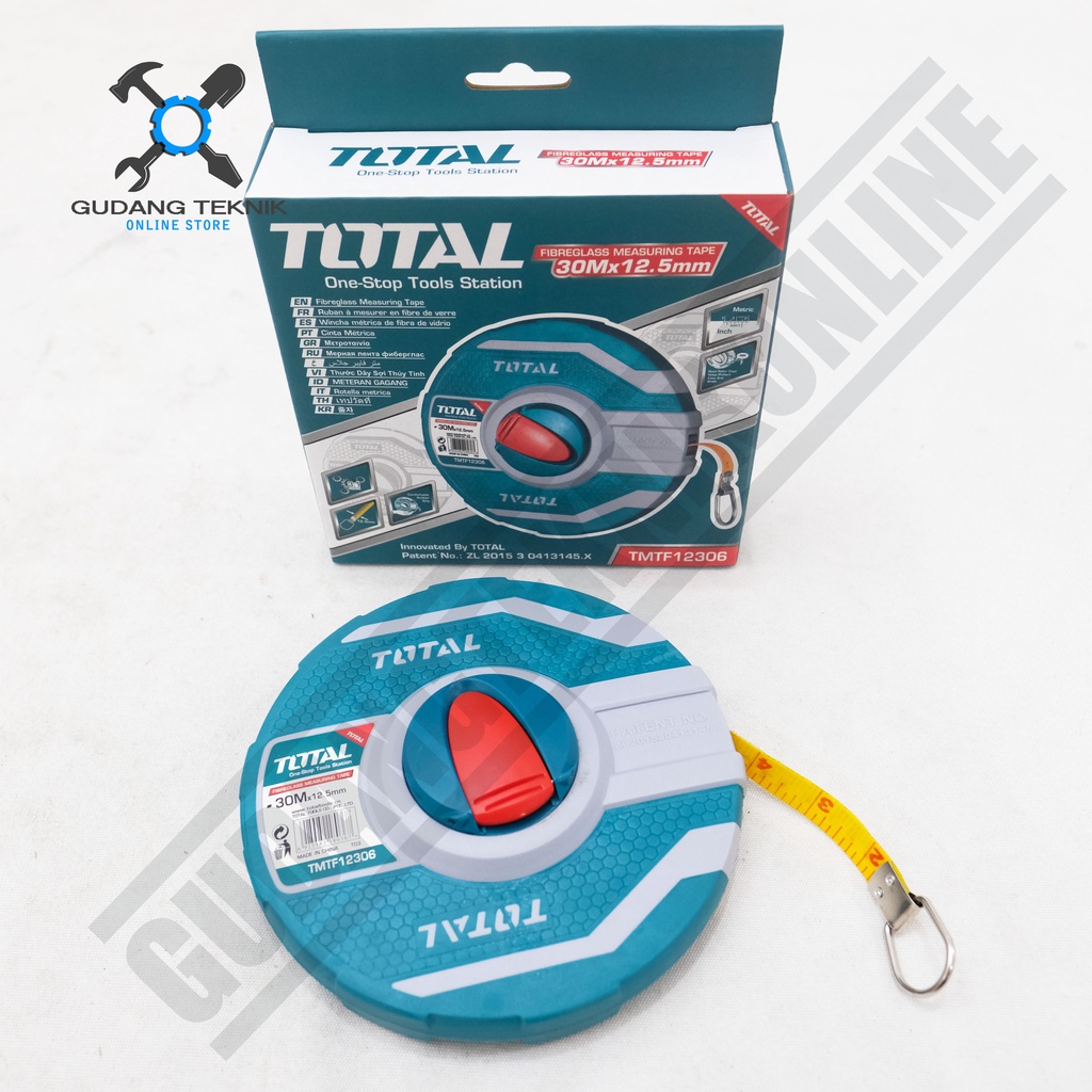 Meteran 30M Measuring Tape TOTAL TMTF12306 / Meteran Fiberglass 30 Meter