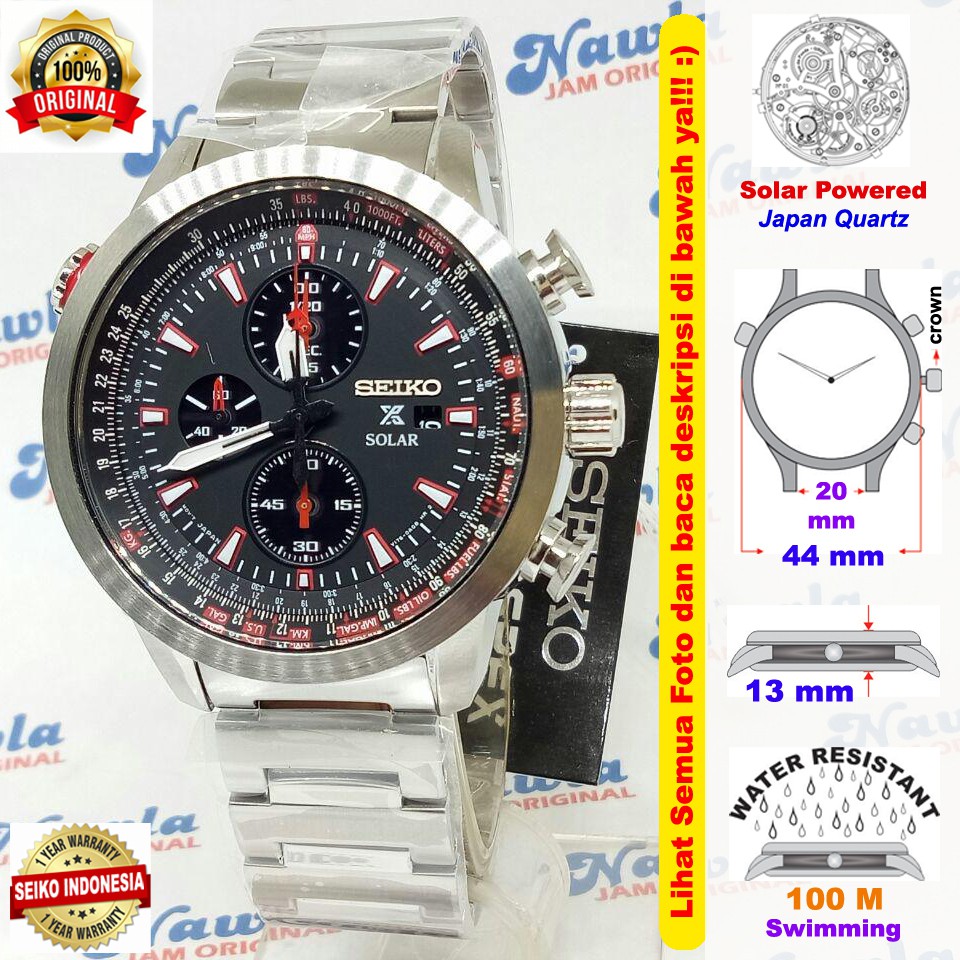 Seiko Prospex SSC349P1 Solar Chronograph Filghtmaster - Jam Tangan Pria SSC349