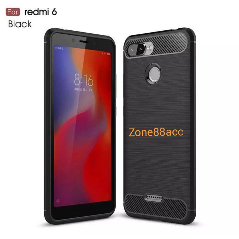 Silicon Case Redmi 6 Softcase iPAKY Carbon Casing Cover TPU