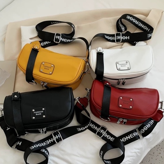 BJ57723 - BLACK/RED/WHITE/YELLOW - TAS WANITA FASHION IMPORT MODIS ELEGAN TERMURAH TERLARIS TERBARU BAGSTORE JAKARTA TAS BATAM CR7723 LT2159