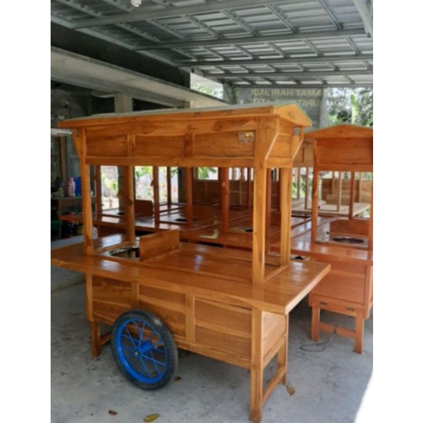 gerobak angkringan kayu jati free ongkir