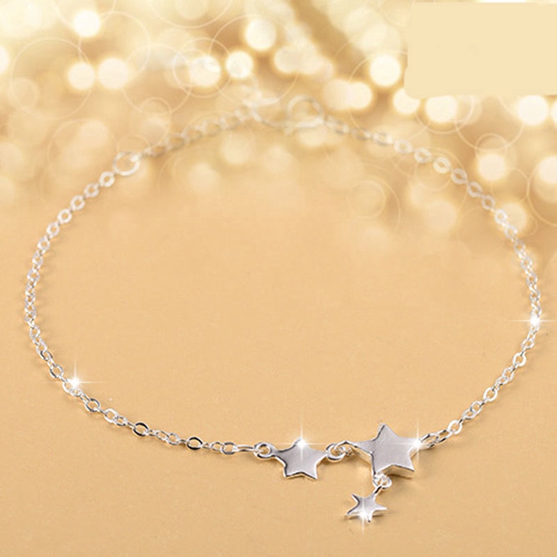 Exquisite Gelang Rantai Liontin Bintang Cute Star Pendant Chain Bracelet Korea Silver Adjustable Cuff Bracelets Women Jewelry Accessories