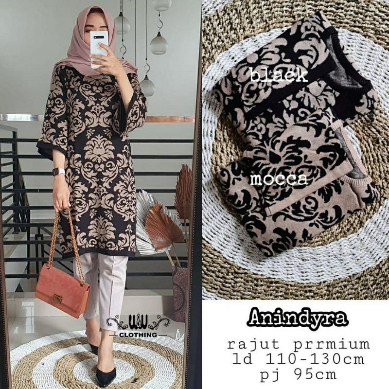 Anindyra Tunik, TUNIK RAJUT WANITA CANTIK JUMBO BAHAN RAJUT PREMIUM LD 110-130 BESTSELLER OOTD