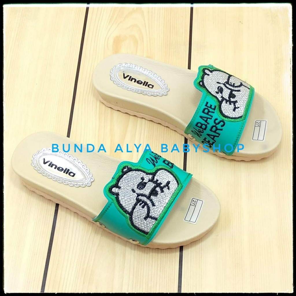 Sandal Anak Perempuan Slop Usia 4 5 6 7 Tahun BEAR HIJAU SIze 26-35 - Sendal Anak Cewek FlipFlop Anti Licin