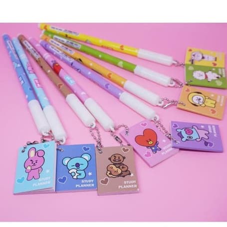 

Pulpen BT21 + Gantungan Notes Mini BTS Gel Pen Lucu Pena Unik Cute