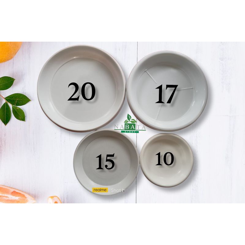 AJID- Tatakan pot bunga putih/ Tataan pot bunga/ Tataan pot putih