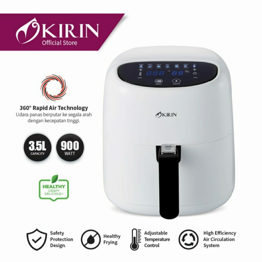 Air Fryer Kirin KAF-935 D 3,5 Liter 900 Watt Airfryer Kirin KAF 935 D