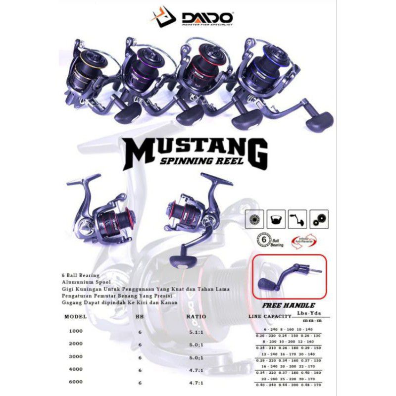 REEL DAIDO MUSTANG 1000 2000 3000 4000 6000