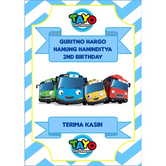 Jual Thanks Card / Kartu Ucapan Terima Kasih / Kartu Souvenir tema Tayo