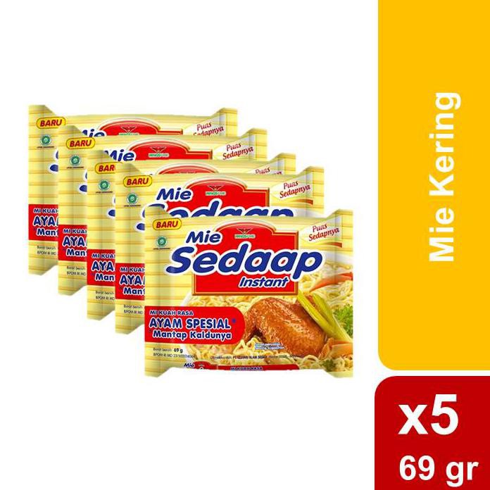 

Pasti Ready Mie Sedaap Ayam Spesial 69Gr X5