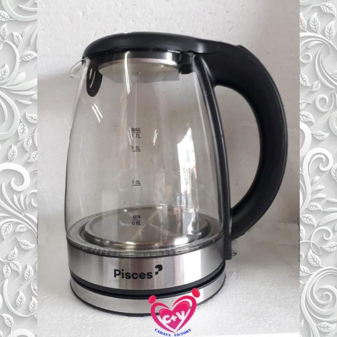 Ketel/ Teko listrik Pisces PK-171 GS Low Watt 1.7 Liter Body Gelas