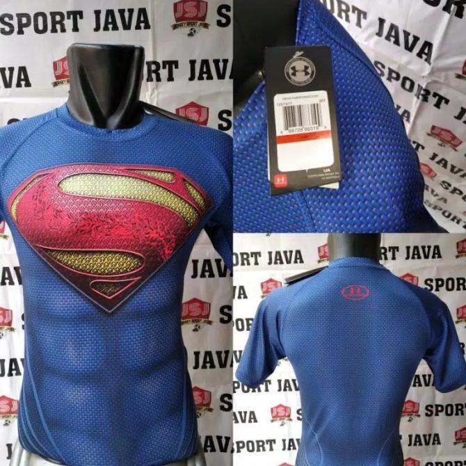 Best Seller - Kaos Manswt Baselayer Gym Superman Justice Gym / Fitnes