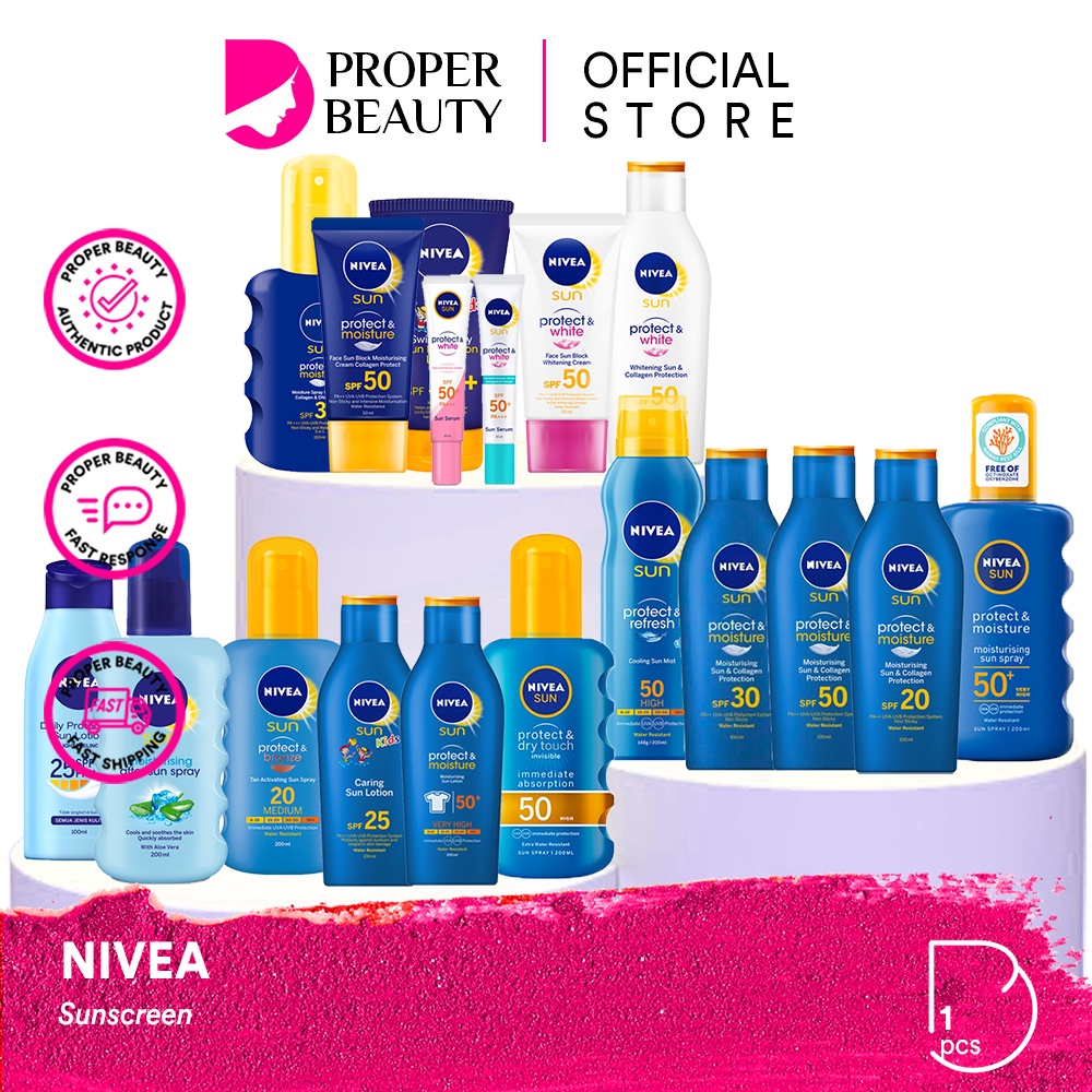 NIVEA Sunscreen Jerman / Sun Protect Deodorant Roll On Cleansing Micellar Water Face Body Lotion Fac