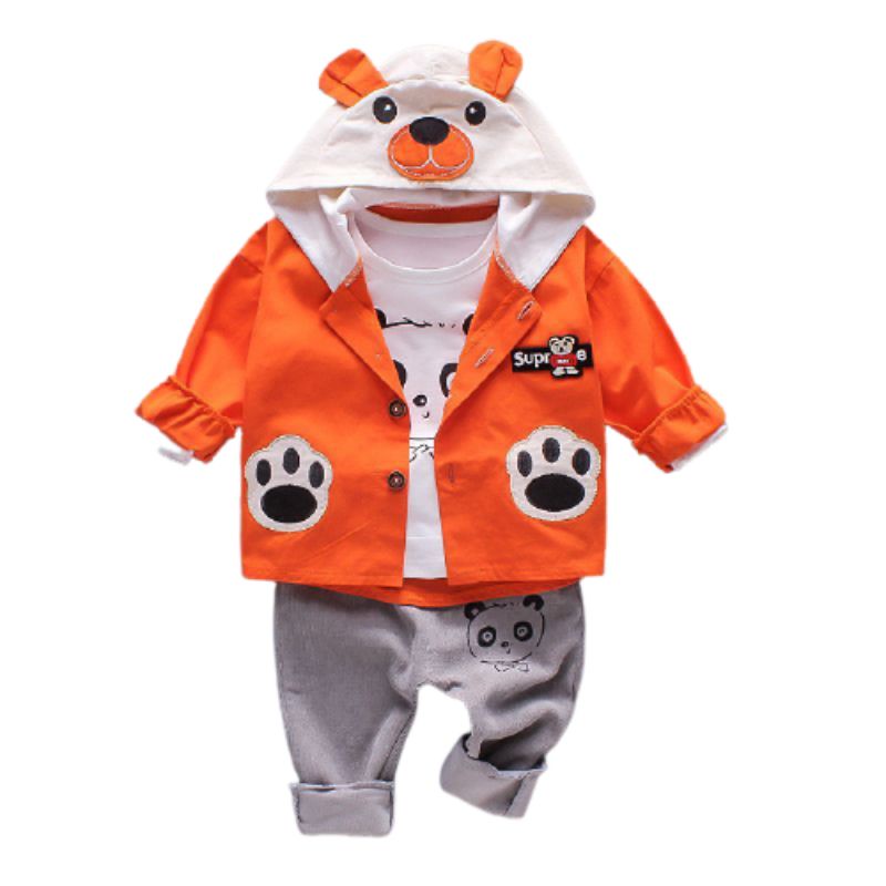 Setelan jaket hoodie anak bayi Barebear VS14 Baju anak laki laki 3in1